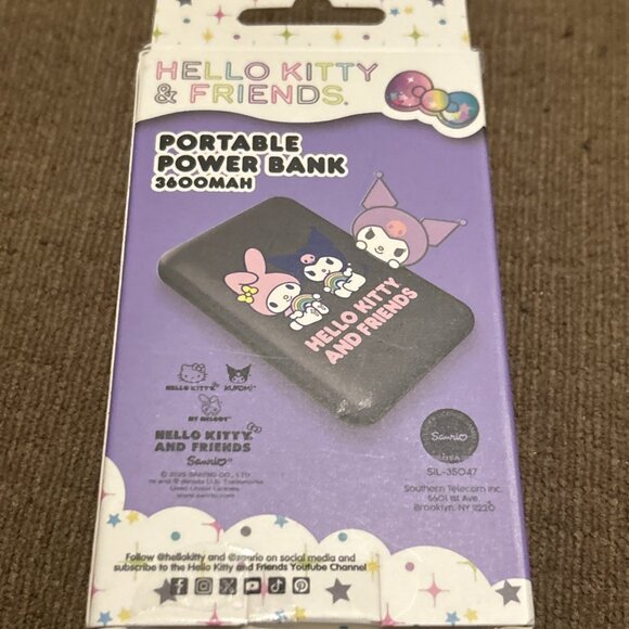 Hello Kitty & Friends Portable Power Bank 3600MAH Black Dual USB New In Box - Picture 7 of 11